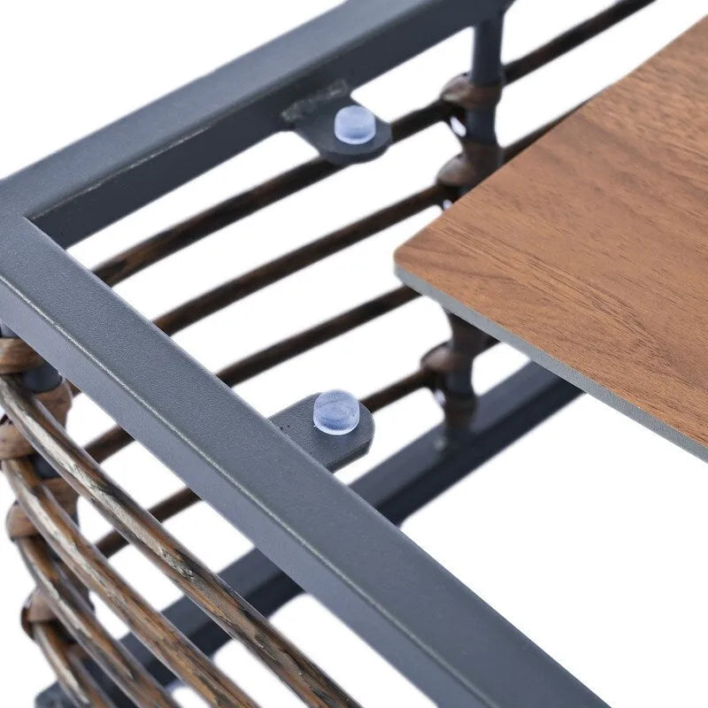 Ensemble de sectionnel d'extérieur contemporain de 7 pièces en métal, mobilier de patio tout temps avec coussins moelleux et table basse.