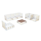 Ensemble de sectionnel d'extérieur contemporain de 7 pièces en métal, mobilier de patio tout temps avec coussins moelleux et table basse.