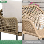 Ensemble de canapés de jardin modulables en forme de L, 6 pièces, en corde tressée, avec table basse de rangement, poufs et banc.