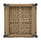 Ensemble de canapés de jardin modulables en forme de L, 6 pièces, en corde tressée, avec table basse de rangement, poufs et banc.