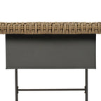 Ensemble de canapés de jardin modulables en forme de L, 6 pièces, en corde tressée, avec table basse de rangement, poufs et banc.