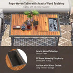 Ensemble de canapés de jardin modulables en forme de L, 6 pièces, en corde tressée, avec table basse de rangement, poufs et banc.