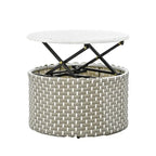 Ensemble de canapé d'angle rond pour patio – Lit de jardin en rotin bicolore avec auvent rétractable et sièges modulaires