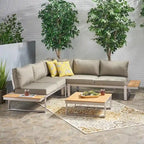 Ensemble de canapé d'extérieur 5 places Roomfitters, salon de patio coussinné résistant aux intempéries, cadre en métal moderne