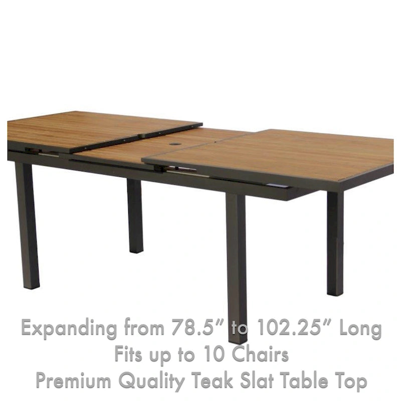 Ensemble repas d'extérieur 11 pièces Catania gris foncé en aluminium avec chaises en textilène coloris étain - S.O.