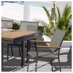 Ensemble repas d'extérieur 11 pièces Catania gris foncé en aluminium avec chaises en textilène coloris étain - S.O.
