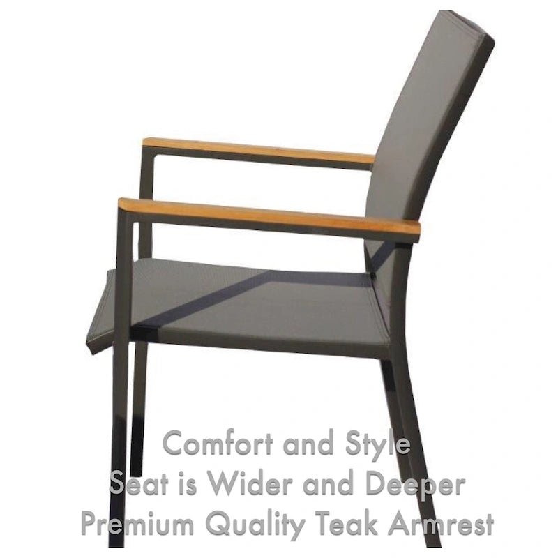 Ensemble repas d'extérieur 11 pièces Catania gris foncé en aluminium avec chaises en textilène coloris étain - S.O.