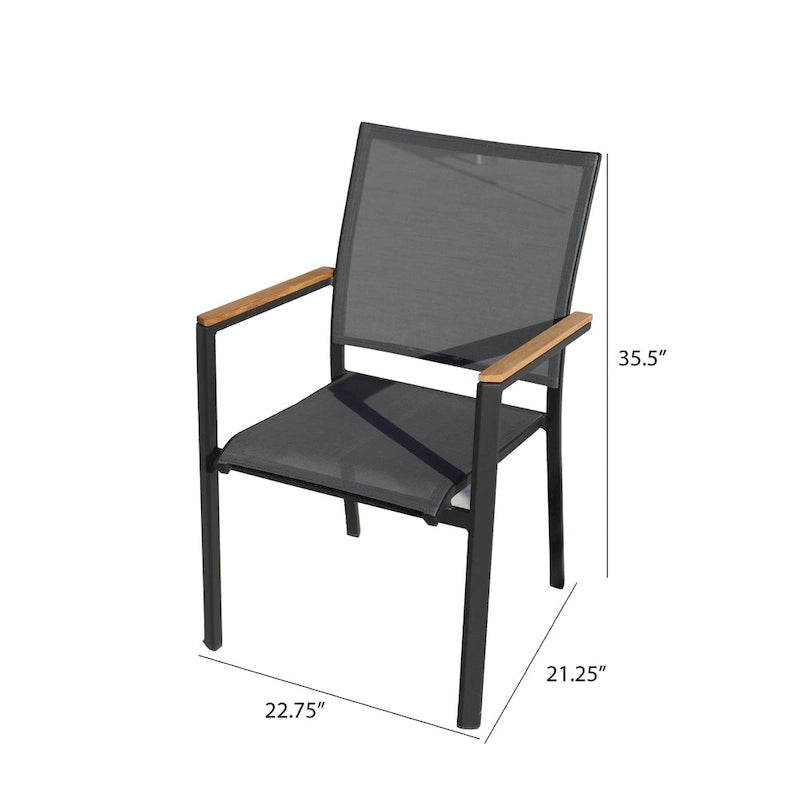 Ensemble repas d'extérieur 11 pièces Catania gris foncé en aluminium avec chaises en textilène coloris étain - S.O.