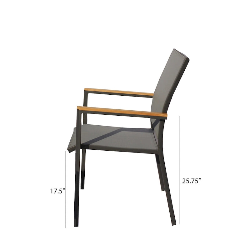 Ensemble repas d'extérieur 11 pièces Catania gris foncé en aluminium avec chaises en textilène coloris étain - S.O.