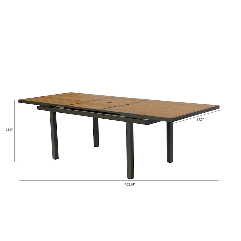 Ensemble repas d'extérieur 11 pièces Catania gris foncé en aluminium avec chaises en textilène coloris étain - S.O.