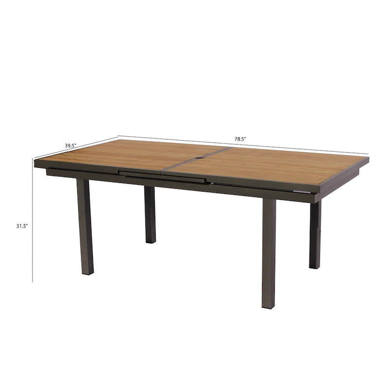 Ensemble repas d'extérieur 11 pièces Catania gris foncé en aluminium avec chaises en textilène coloris étain - S.O.