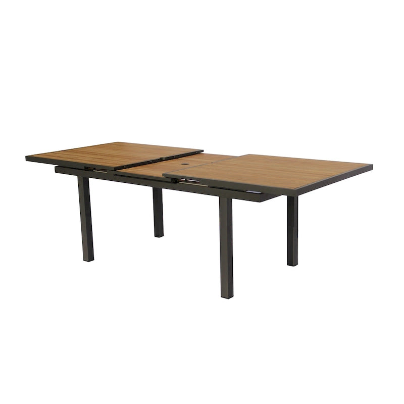 Ensemble repas d'extérieur 11 pièces Catania gris foncé en aluminium avec chaises en textilène coloris étain - S.O.