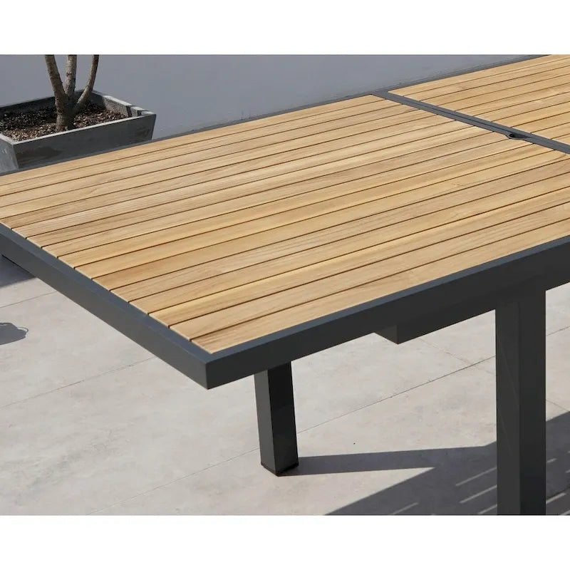 Ensemble repas d'extérieur 11 pièces Catania gris foncé en aluminium avec chaises en textilène coloris étain - S.O.