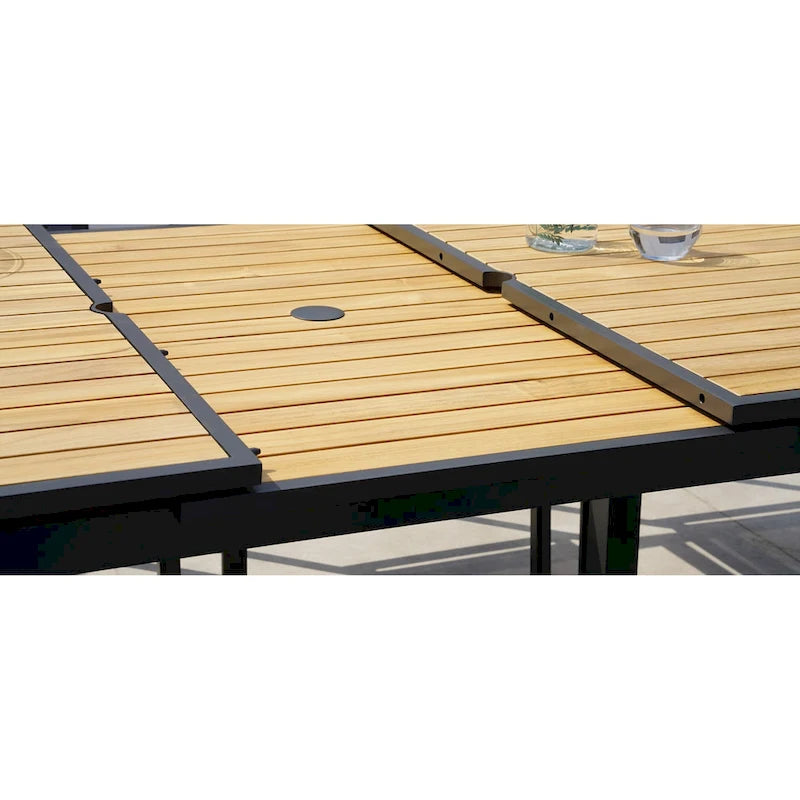 Ensemble repas d'extérieur 11 pièces Catania gris foncé en aluminium avec chaises en textilène coloris étain - S.O.