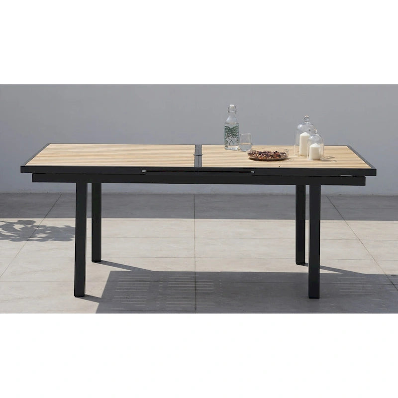 Ensemble repas d'extérieur 11 pièces Catania gris foncé en aluminium avec chaises en textilène coloris étain - S.O.