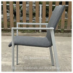 Ensemble de salle à manger d'extérieur Vesuvio en aluminium 11 pièces gris clair avec chaises à dossier en textilène gris minuit - S.O.