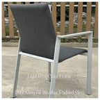 Ensemble de salle à manger d'extérieur Vesuvio en aluminium 11 pièces gris clair avec chaises à dossier en textilène gris minuit - S.O.