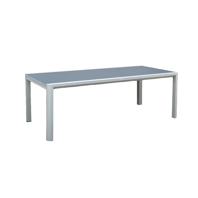 Ensemble de salle à manger d'extérieur Vesuvio en aluminium 11 pièces gris clair avec chaises à dossier en textilène gris minuit - S.O.