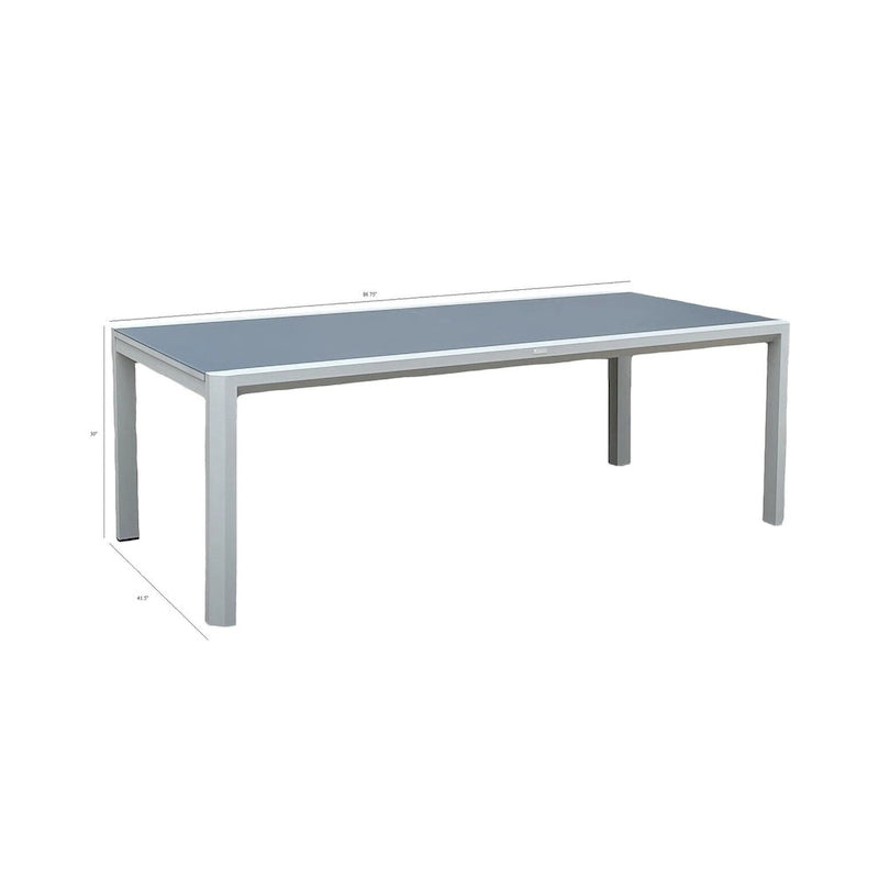 Ensemble de salle à manger d'extérieur Vesuvio en aluminium 11 pièces gris clair avec chaises à dossier en textilène gris minuit - S.O.