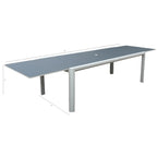 Ensemble de salle à manger d'extérieur Vesuvio en aluminium 11 pièces gris clair avec chaises à dossier en textilène gris minuit - S.O.
