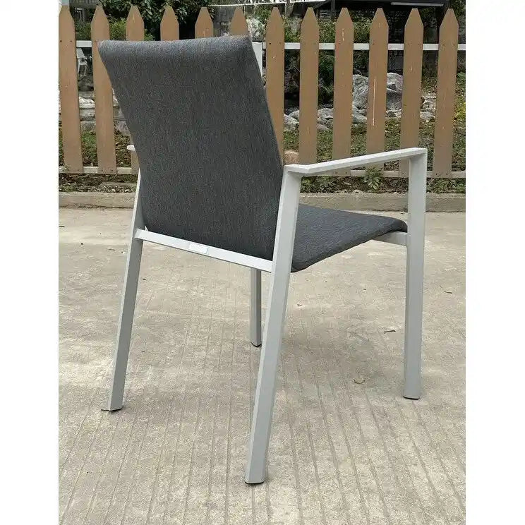 Ensemble de salle à manger d'extérieur Vesuvio en aluminium 11 pièces gris clair avec chaises à dossier en textilène gris minuit - S.O.