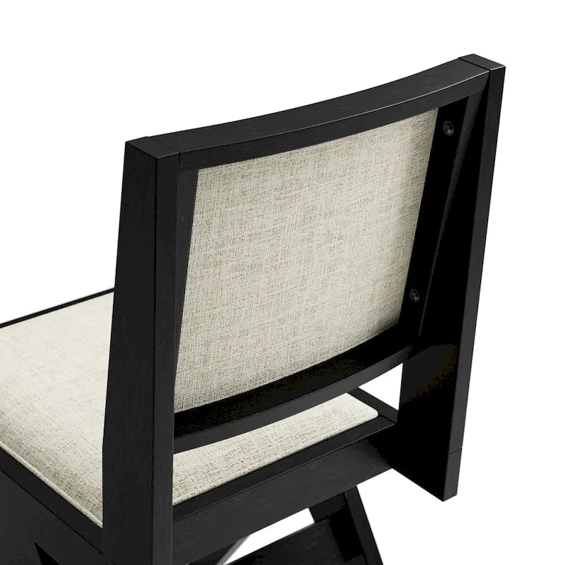 Ensemble de salle à manger rond moderne 5 pièces Evrena de Furniture of America en bois massif noir de 48 pouces