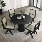 Ensemble de salle à manger rond moderne 5 pièces Evrena de Furniture of America en bois massif noir de 48 pouces