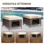 Ensemble de mobilier de jardin 9 pièces en osier avec fauteuil pivotant et ottoman