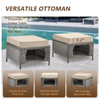 Ensemble de mobilier de jardin 9 pièces en osier avec fauteuil pivotant et ottoman