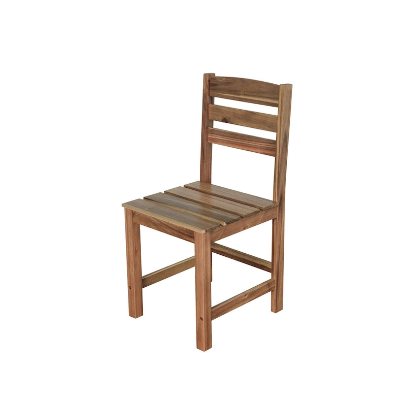 Table et chaises d'extérieur en bois d'acacia avec 4 chaises et un banc, salon de jardin 6 pièces adapté à une terrasse de 7 pièces