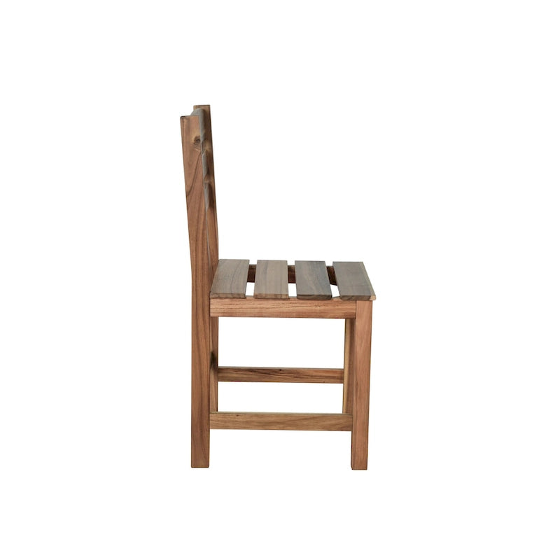 Table et chaises d'extérieur en bois d'acacia avec 4 chaises et un banc, salon de jardin 6 pièces adapté à une terrasse de 7 pièces