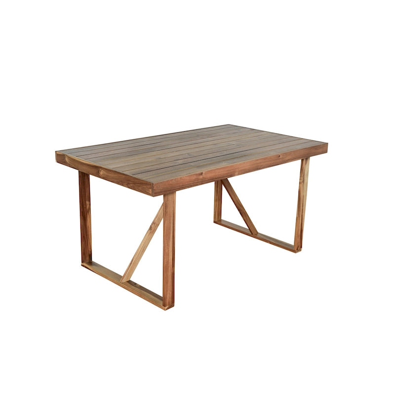 Table et chaises d'extérieur en bois d'acacia avec 4 chaises et un banc, salon de jardin 6 pièces adapté à une terrasse de 7 pièces