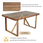 Table et chaises d'extérieur en bois d'acacia avec 4 chaises et un banc, salon de jardin 6 pièces adapté à une terrasse de 7 pièces
