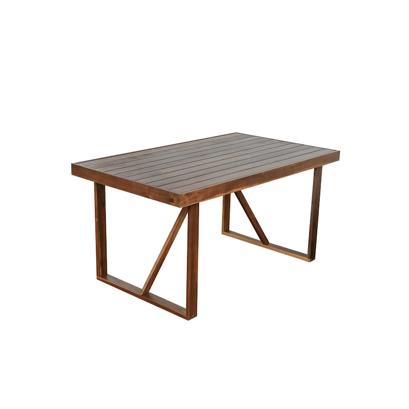 Table et chaises d'extérieur en bois d'acacia avec 4 chaises et un banc, salon de jardin 6 pièces adapté à une terrasse de 7 pièces