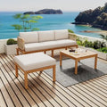 Ensemble de canapé d'extérieur moderne 3 pièces en bois d'acacia avec table basse pour patio