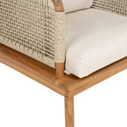 Ensemble de canapé d'extérieur moderne 3 pièces en bois d'acacia avec table basse pour patio