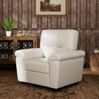 Ensemble de salon rembourré, 4 pièces - Fauteuil en similicuir, causeuse, canapé avec pouf