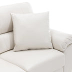 Ensemble de salon rembourré, 4 pièces - Fauteuil en similicuir, causeuse, canapé avec pouf
