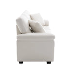 Ensemble de salon rembourré, 4 pièces - Fauteuil en similicuir, causeuse, canapé avec pouf