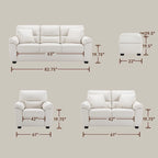 Ensemble de salon rembourré, 4 pièces - Fauteuil en similicuir, causeuse, canapé avec pouf