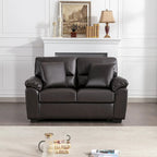 Ensemble de salon rembourré, 4 pièces - Fauteuil en similicuir, causeuse, canapé avec pouf