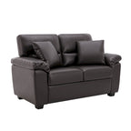 Ensemble de salon rembourré, 4 pièces - Fauteuil en similicuir, causeuse, canapé avec pouf