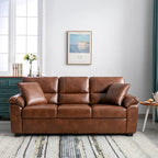 Ensemble de salon rembourré, 4 pièces - Fauteuil en similicuir, causeuse, canapé avec pouf