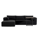 Canapé sectionnel modulaire en L avec table d'appoint, méridienne, assise large
