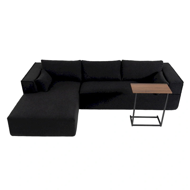 Canapé sectionnel modulaire en L avec table d'appoint, méridienne, assise large