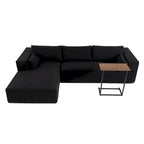 Canapé sectionnel modulaire en L avec table d'appoint, méridienne, assise large
