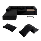 Canapé sectionnel modulaire en L avec table d'appoint, méridienne, assise large