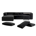 Canapé sectionnel modulaire en L avec table d'appoint, méridienne, assise large