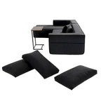 Canapé sectionnel modulaire en L avec table d'appoint, méridienne, assise large