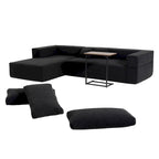 Canapé sectionnel modulaire en L avec table d'appoint, méridienne, assise large